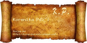 Korenika Pál névjegykártya